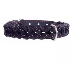 COLLAR kožený obojok prepletaný black