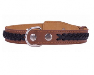 Collar kožený obojok prekrížený vzor brown-black