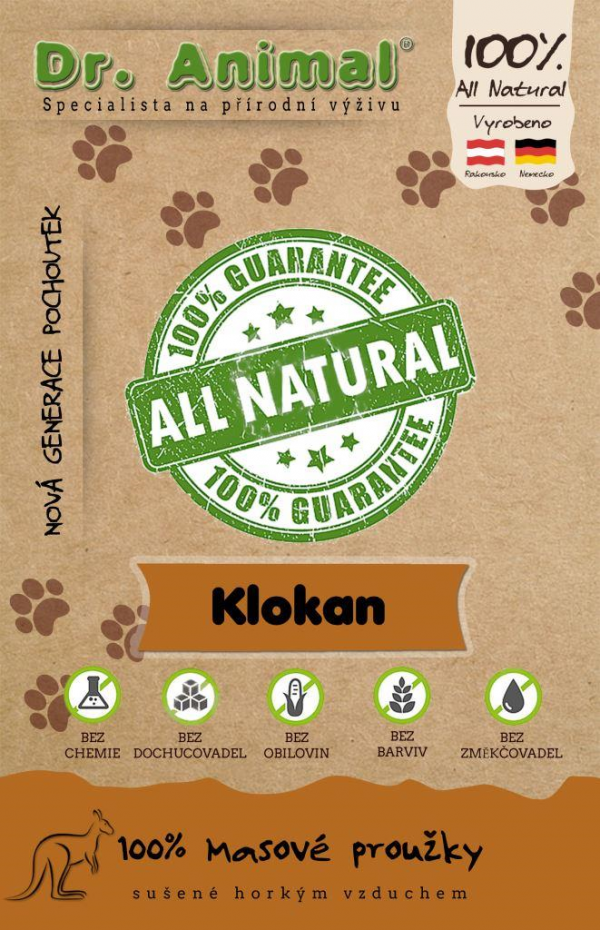 Dr. Animal klokan mäsové prúžky 80g