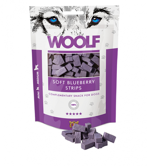 Woolf Dog Blueberry & Chicken Soft Strips 100 g