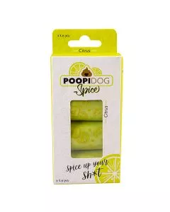 Sáčky DUVO+ na zber psích výkalov s potlačou a vôňou citrusov, bal. 4 ks roliek