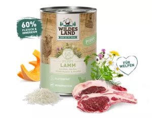 Wildes Land – Jahňacie mäso pre šteňa 400g.
