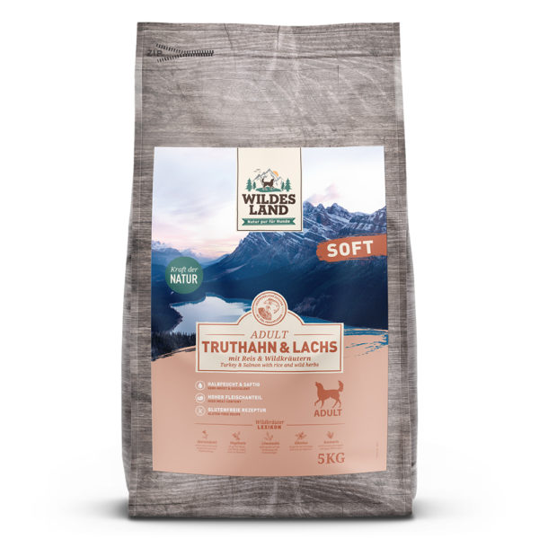 WILDES LAND - SOFT morčacie mäso s lososom polovlhké granule