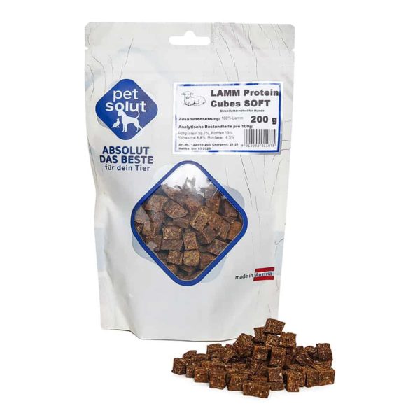 PetSolut SOFT – Mäkké proteínové kocky z jahňacieho mäsa 200g