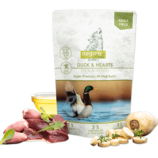 ISEGRIM dog Adult Isegrim Roots, Duck & Hearts, kapsička 410 g