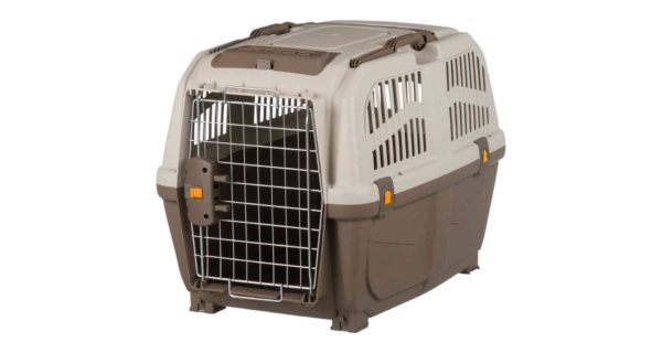 Transportná prepravka SKUDO 4, S-M, 48x51x68cm, tmavo sivá/piesková (max. 30 kg)