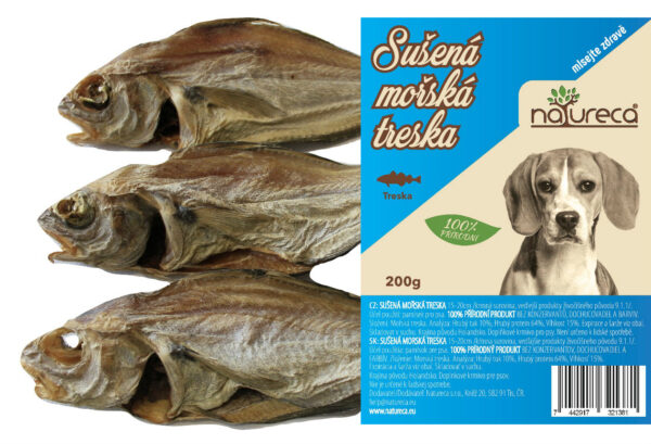 NATURECA Sušená morská treska 1kg, 10-20cm